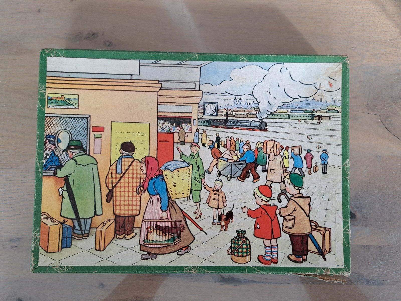 Vintage houten kinder legpuzzel 63 st compleet 25,5 bij 18cm, Ophalen of Verzenden, Gebruikt, Van hout