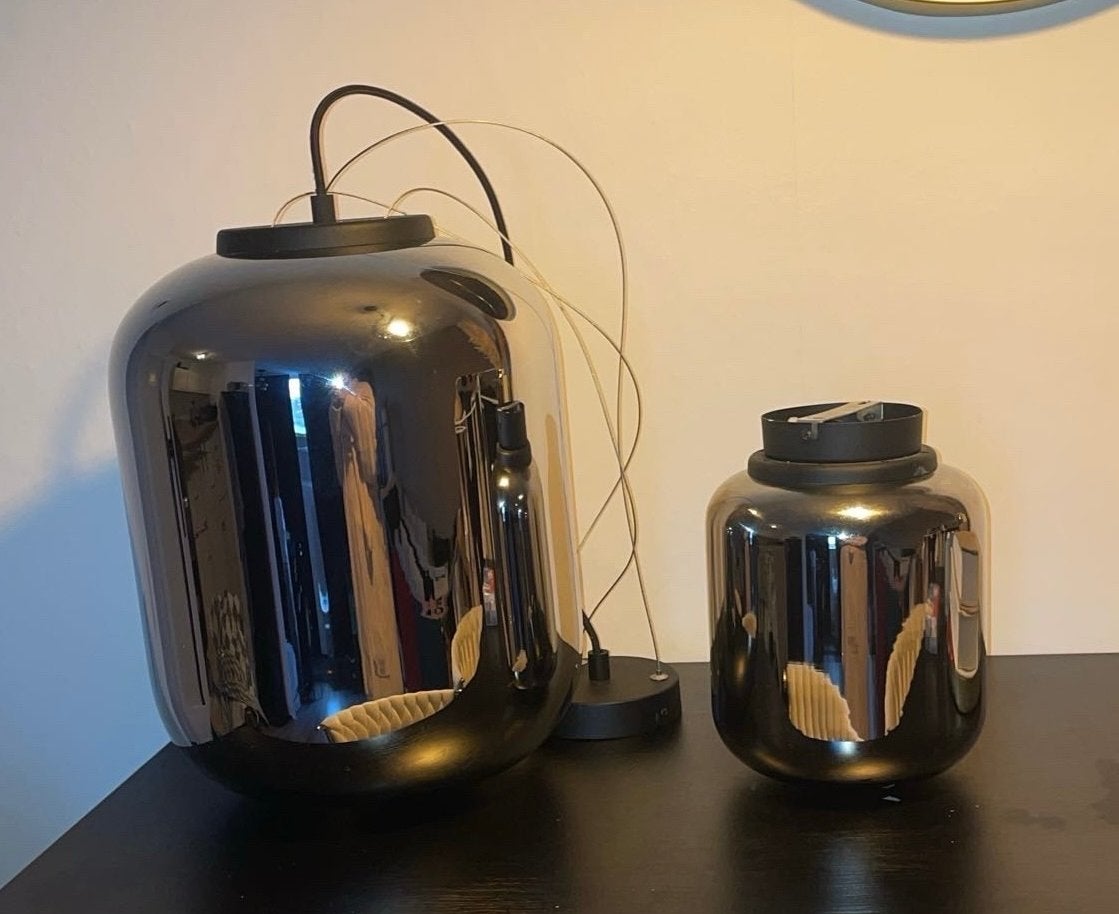 Set hanglampen en plafonniere, Ophalen, Zo goed als nieuw, Glas, Overige fittingen