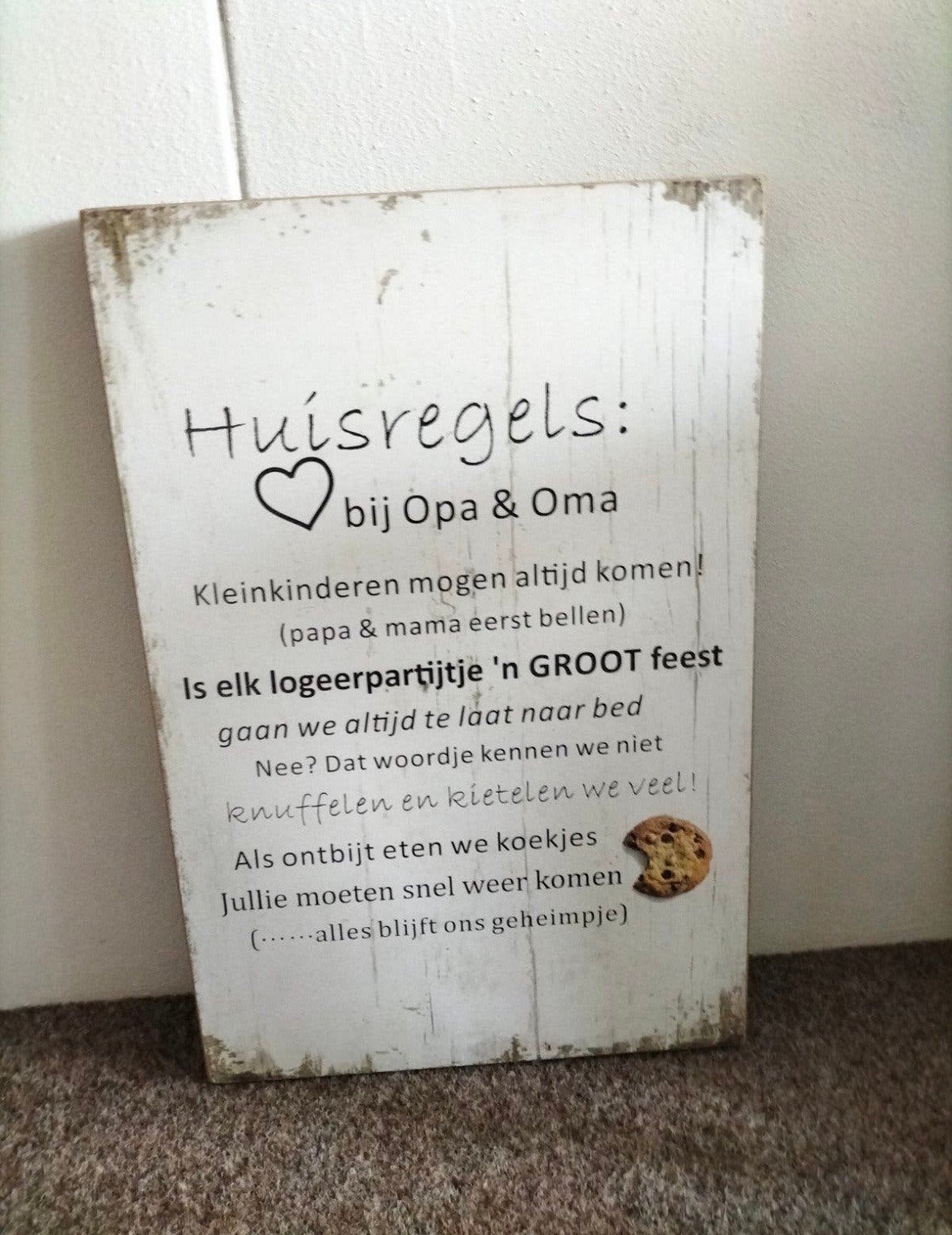 Tekstbord huisregels bij opa & oma, Ophalen of Verzenden, Zo goed als nieuw