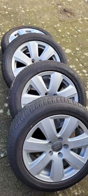 Audi / Golf velgen 4 stuks  7,5 JX 16 ET 45 met Dunlop band, Ophalen, Gebruikt
