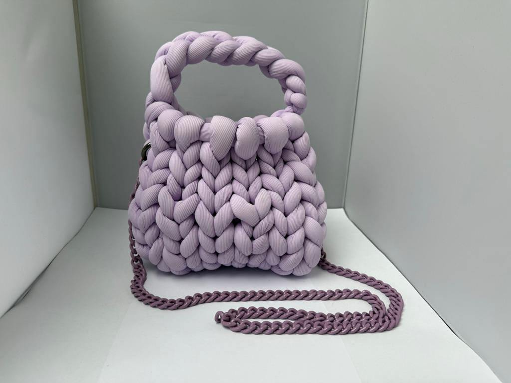 chunky bag - Handgemaakte paarse tas - gehaakt / gebreid, Sieraden, Tassen en Uiterlijk, Tassen | Damestassen, Ophalen of Verzenden
