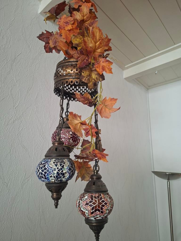 Oosterse hanglamp met 3 sfeervolle kelken, Ophalen of Verzenden, Minder dan 50 cm