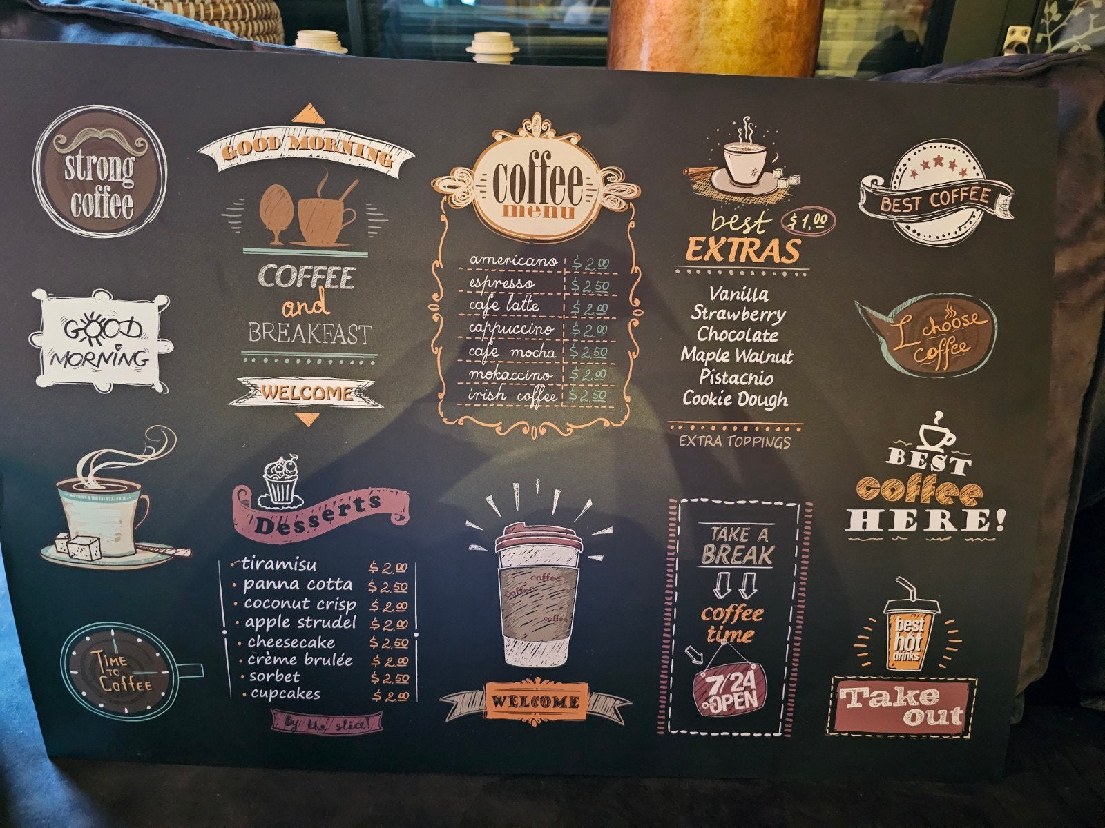 Nieuw Koffie Menu Bord 50x70 cm - Kunststof 1mm, Ophalen of Verzenden, Nieuw, Kunststof