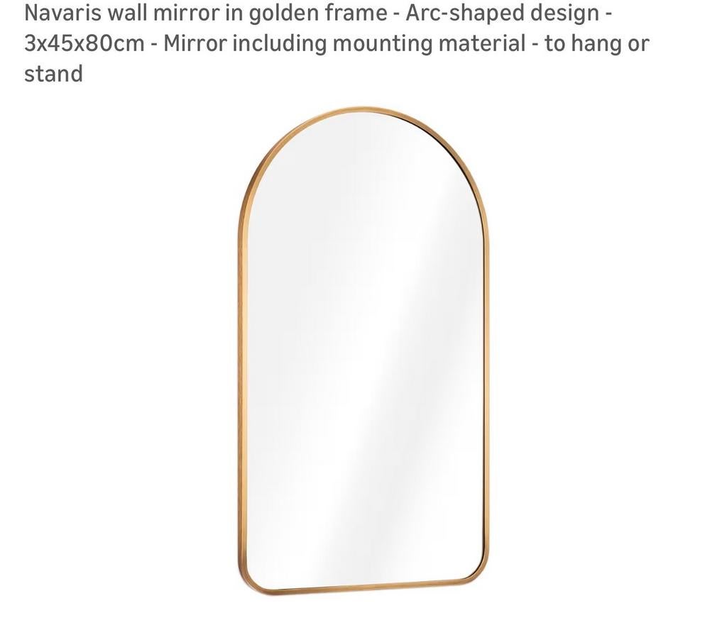 Navaris wandspiegel goudkleurig frame - 45x80cm, Ophalen, Zo goed als nieuw, Overige vormen, Minder dan 50 cm