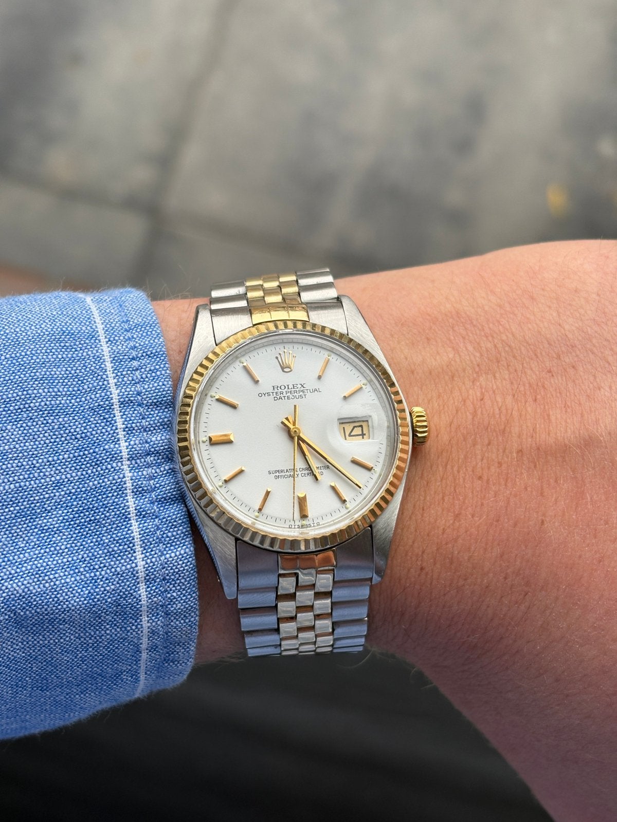 Rolex Datejust 1601/3 Two-Tone | Pie-Pan Dial | Box & Papers, Sieraden, Tassen en Uiterlijk, Ophalen, Staal, Rolex, Polshorloge