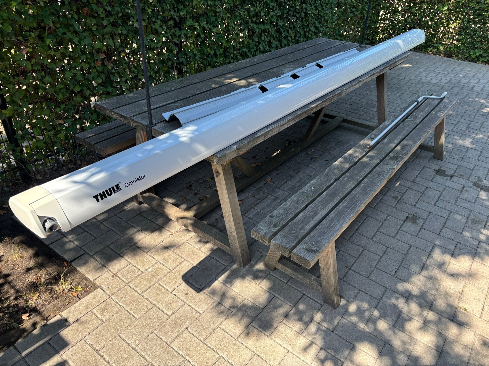 Thule Omnistor 6300 luifel 375 cm Mystic Grey met adapters, Ophalen, Zo goed als nieuw