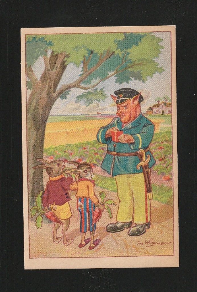 Ansichtkaart Varken politieagent ill Jan Wiegman B07-4, Ophalen of Verzenden, 1920 tot 1940, Ongelopen