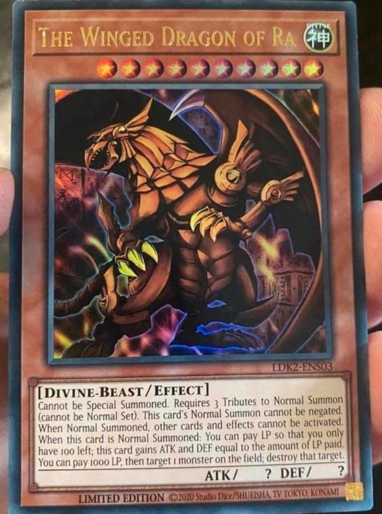 Yu-Gi-Oh! Egyptian God Card Set Obelisk Ra Slifer LDK2 Print, Ophalen of Verzenden, Zo goed als nieuw, Meerdere kaarten, Foil
