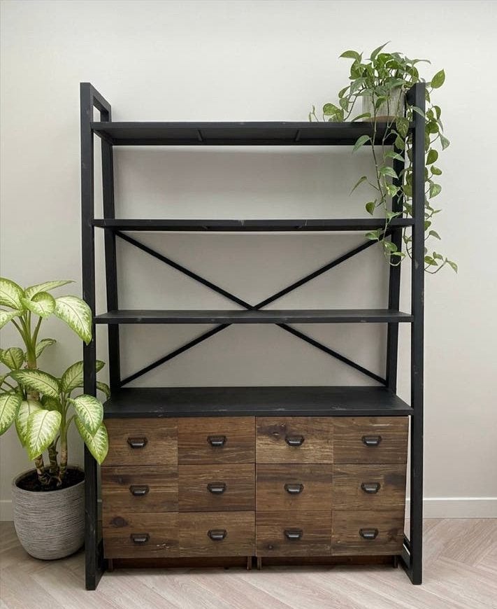 Robuuste metalen kast met houten deuren, Gebruikt, 100 tot 150 cm, 200 cm of meer, 25 tot 50 cm