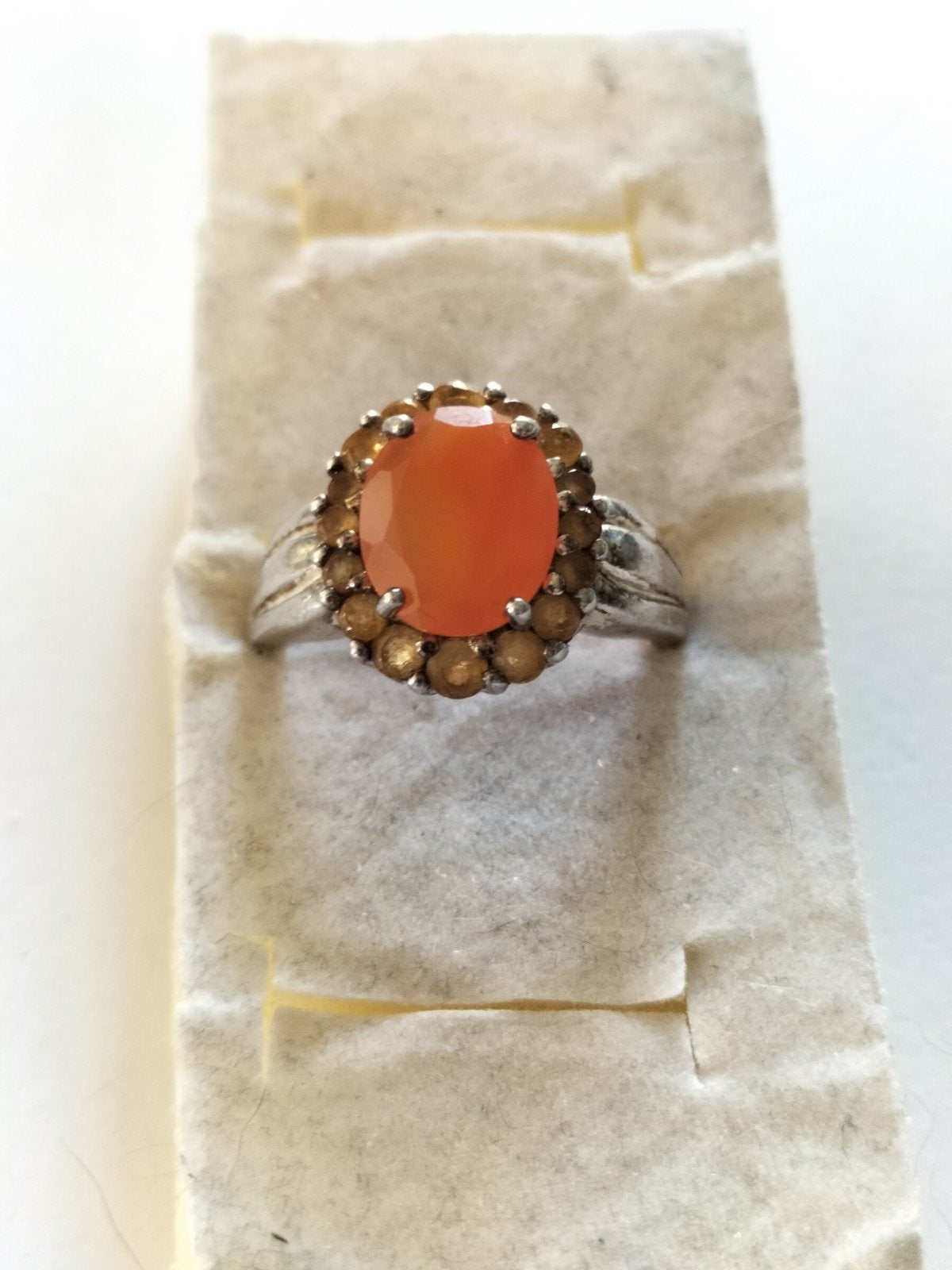 Prachtige antieke zilveren carneool ring, Sieraden, Tassen en Uiterlijk, Ringen, Gebruikt, 20 of groter, Verzenden, Oranje