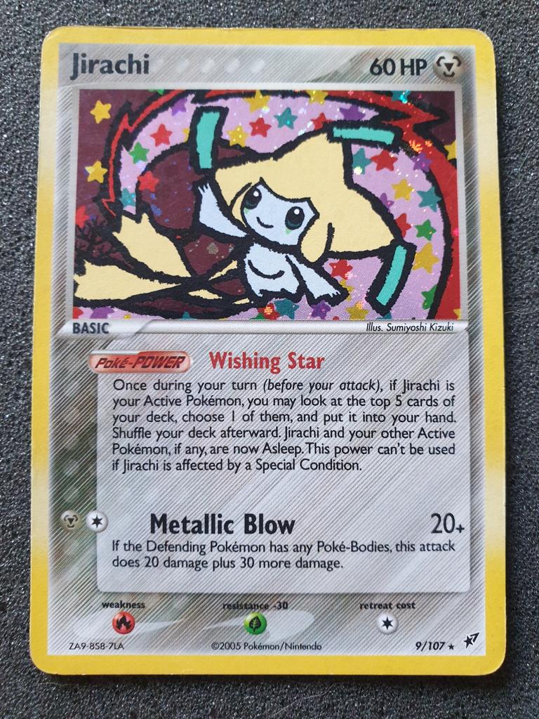 Pokémon kaart Jirachi holo #9 EX Deoxys, Ophalen of Verzenden, Gebruikt, Losse kaart