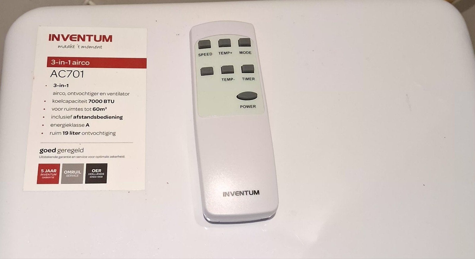 Inventum airco, Ophalen, Minder dan 60 m³, 3 snelheden of meer, Zo goed als nieuw