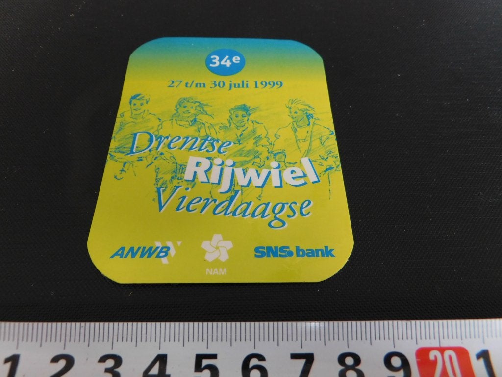 sticker 34e Drentse Rijwiel Vierdaagse ANWB NAM SNS bank *, Ophalen of Verzenden, Zo goed als nieuw