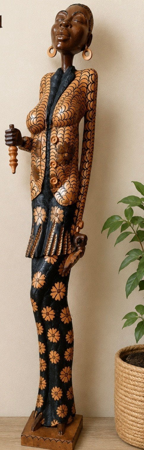 Groot Afrikaans houten beeld - Vrouw, Antiek en Kunst, Hout, Afrika, Ophalen of Verzenden, Handgemaakt
