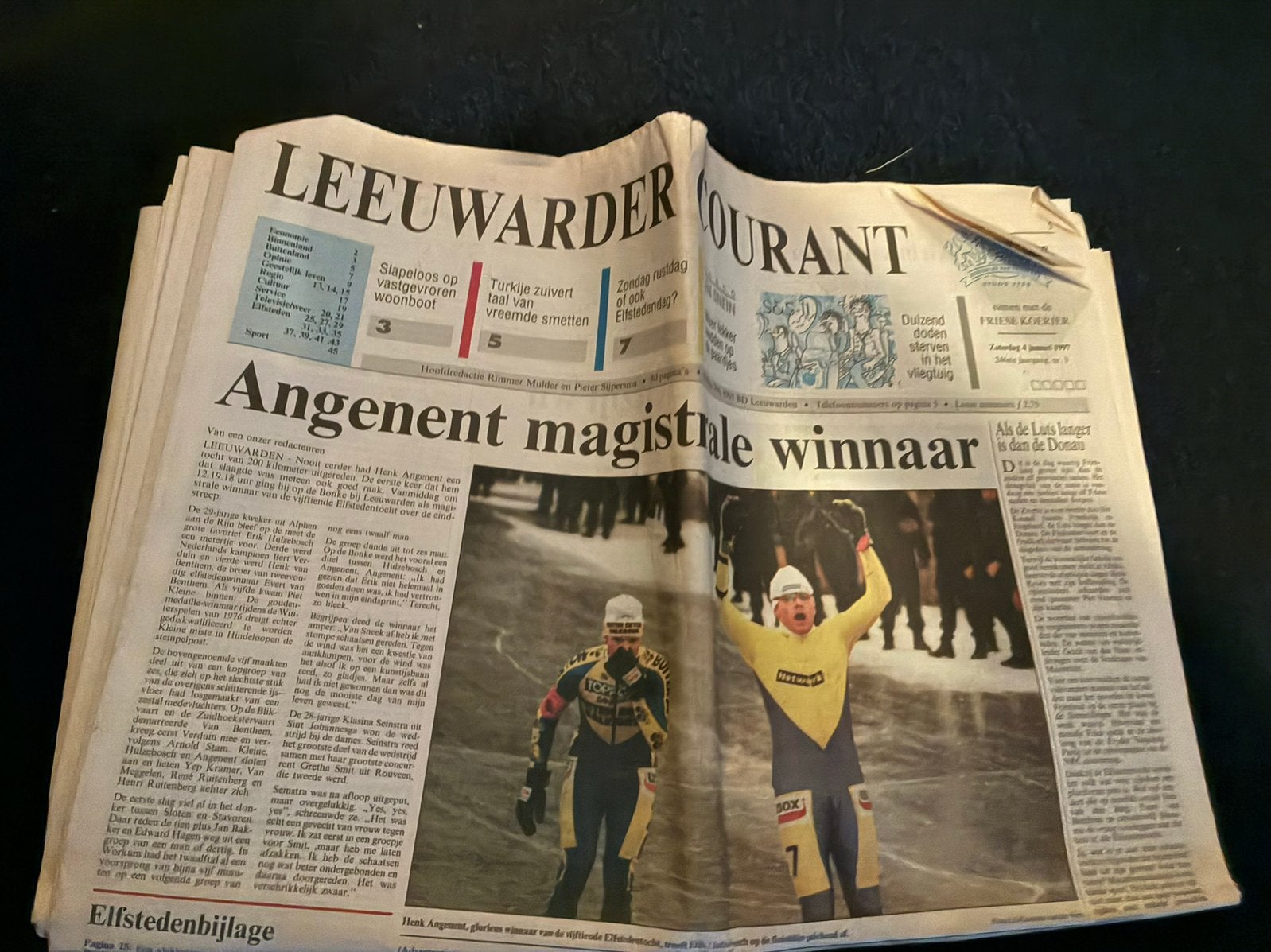Officiele leeuwarxer courant Elfstedentocht 1997, Ophalen of Verzenden, Gelezen