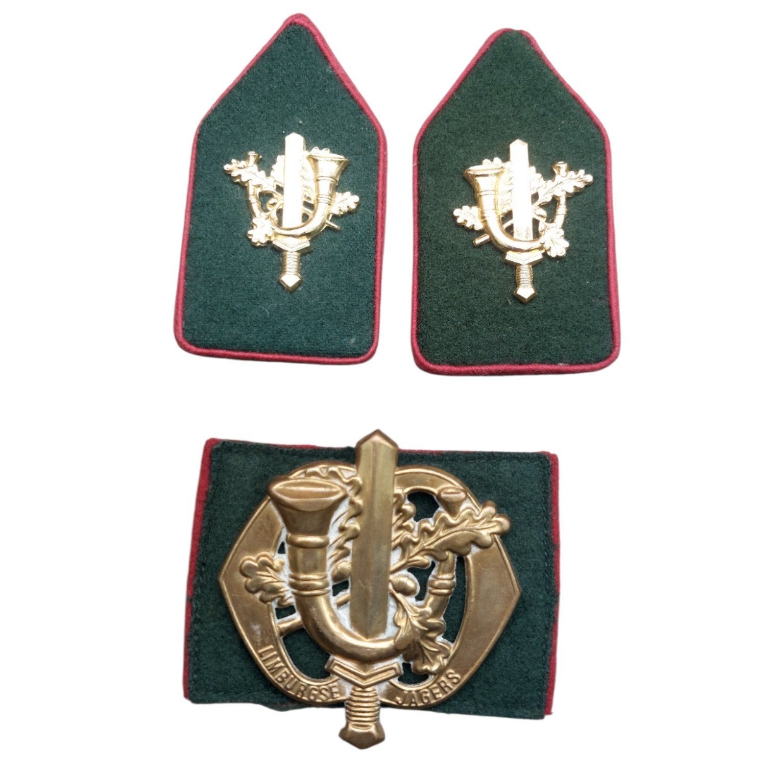 Oude Emblemen Limburgse Jagers, Verzamelen, Ophalen of Verzenden, Landmacht, Nederland, Embleem of Badge