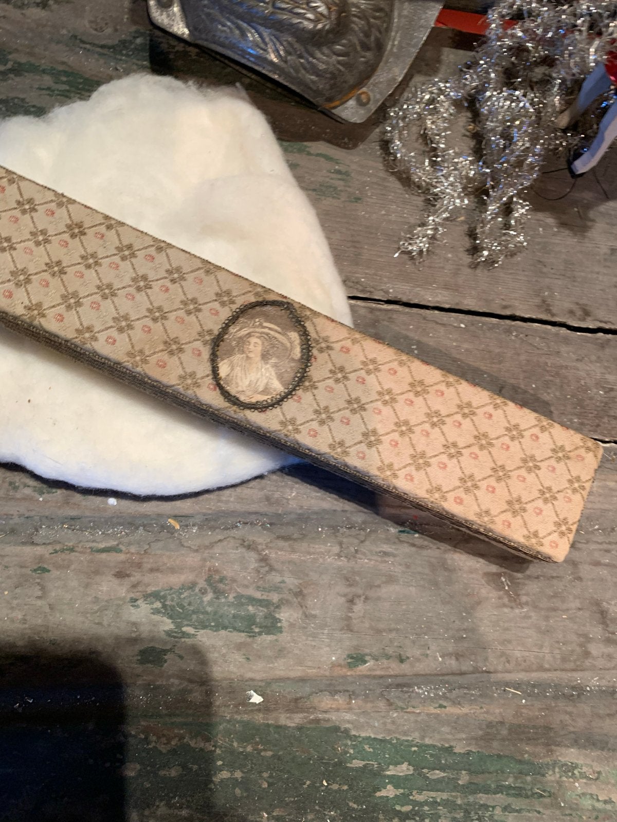 Antieke Franse Brocante Doos met Volkskunst Decoratie, Ophalen of Verzenden
