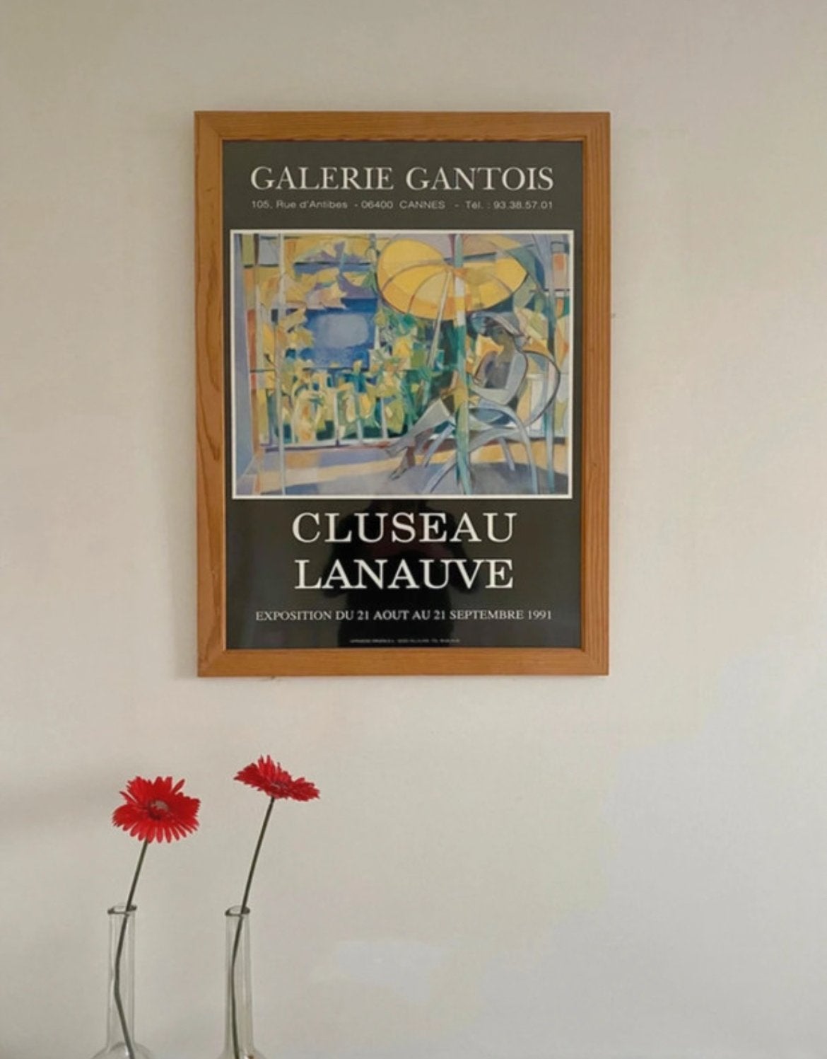 Vintage Cluseau Lanaueve expositie poster ingelijst, Figuren, Papier/karton, Ophalen of Verzenden, Ingelijst