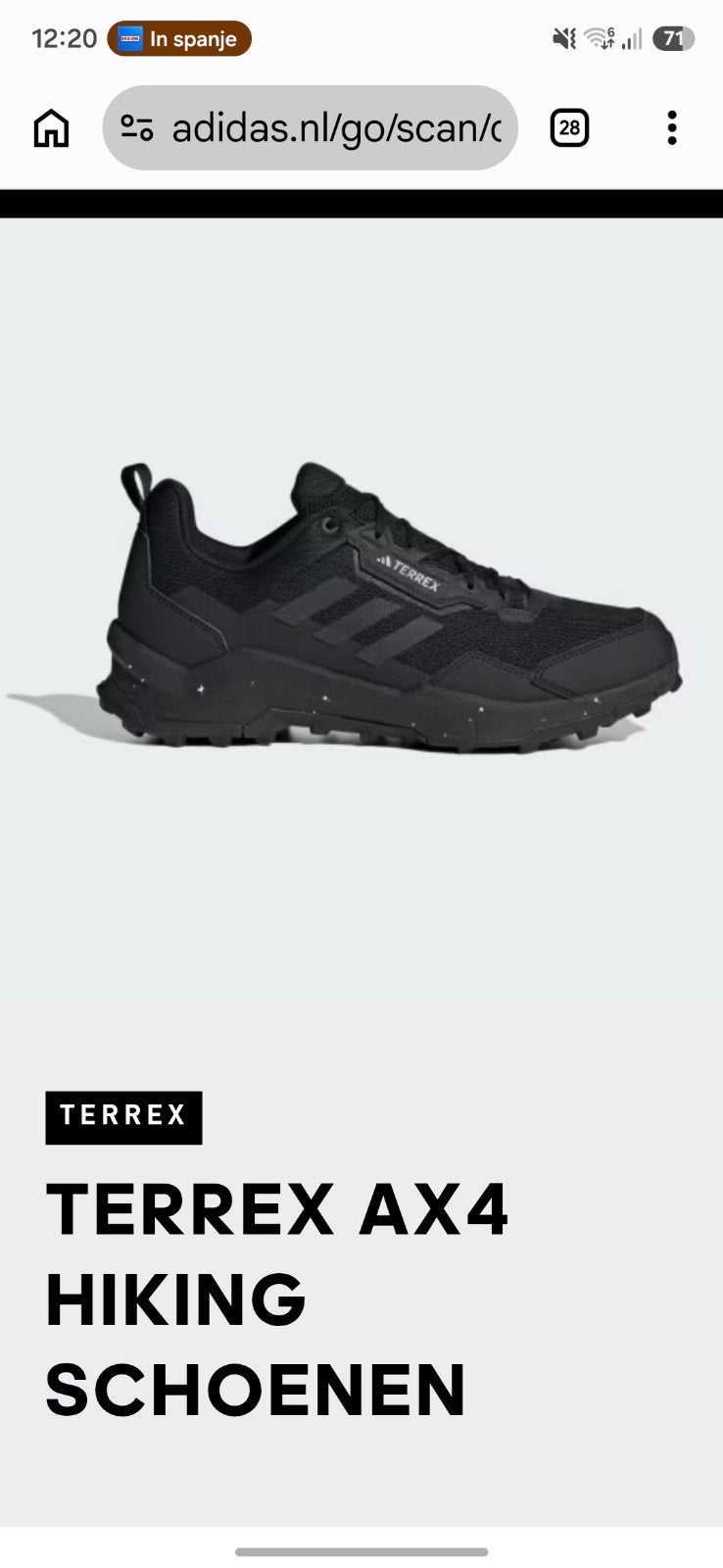 Adidas Terrex AX4 wandelschoenen - Maat 46, Ophalen of Verzenden, Zo goed als nieuw, Schoenen