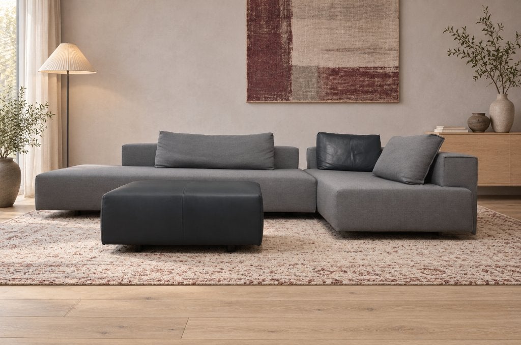 ZGAN Eyye Cella Hoekbank + Hocker Ploegwol + GARANTIE, Design Bank Bankstel Zetel Hoekbank Eyye, Hoekbank, 300 cm of meer, Vierpersoons of meer