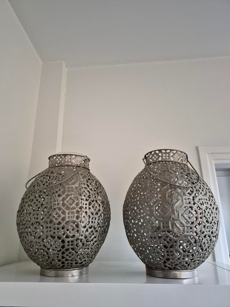Set van 2 Marokkaanse stijl lantaarns/kandelaars, Huis en Inrichting, Woonaccessoires | Kandelaars en Kaarsen, Ophalen of Verzenden