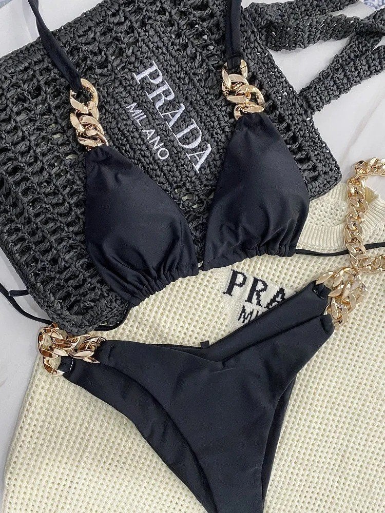 Luxe halter bikini set met driehoeksbroekje 2 delig, Ophalen of Verzenden, Nieuw, Overige kleuren, Bikini