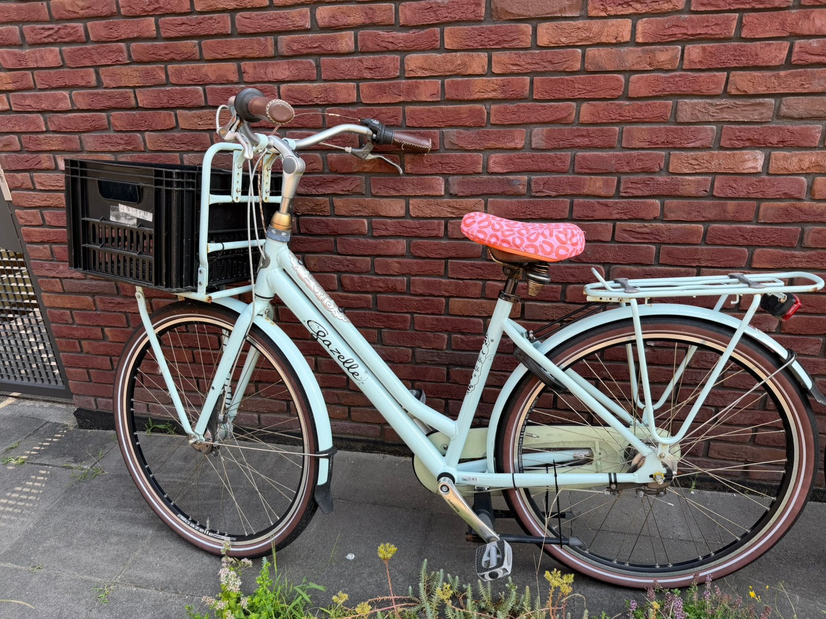 Gazelle Miss Grace lichtblauw, Fietsen en Brommers, Fietsen | Dames | Damesfietsen, Ophalen, Gebruikt, Velgrem, 47 tot 50 cm