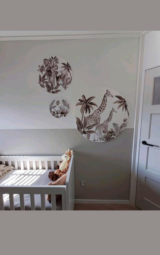 Wandcirkels babykamer safari dieren, Ophalen, Hout, Meerkleurig, Zo goed als nieuw