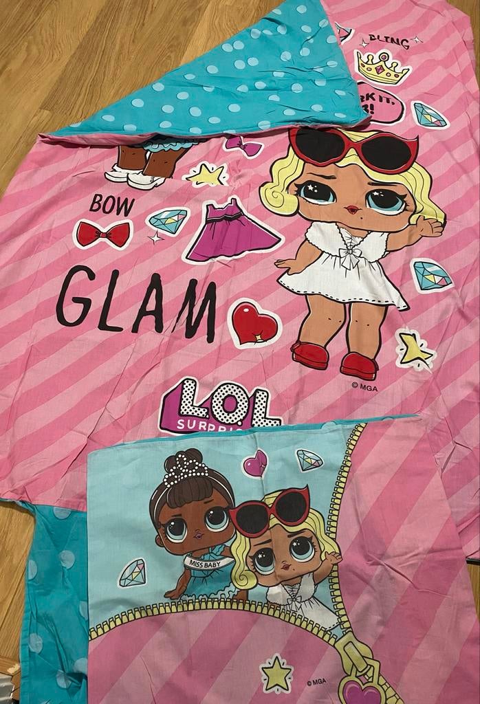 LOL Surprise Dekbedovertrek 1 Persoons - Roze/Blauw, Meisje, Dekbedovertrek, Ophalen of Verzenden, Zo goed als nieuw