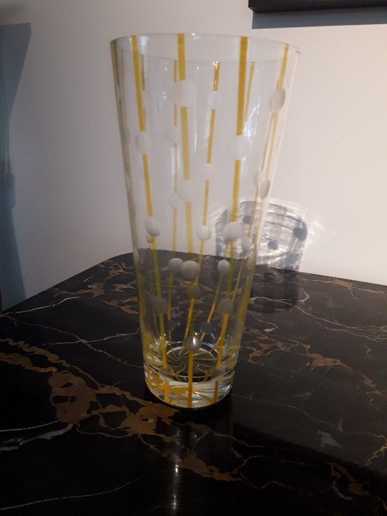 PRACHTIGE VINTAGE GLAZEN VAAS in PERFECTE STAAT hoog 25 cm, Ophalen of Verzenden