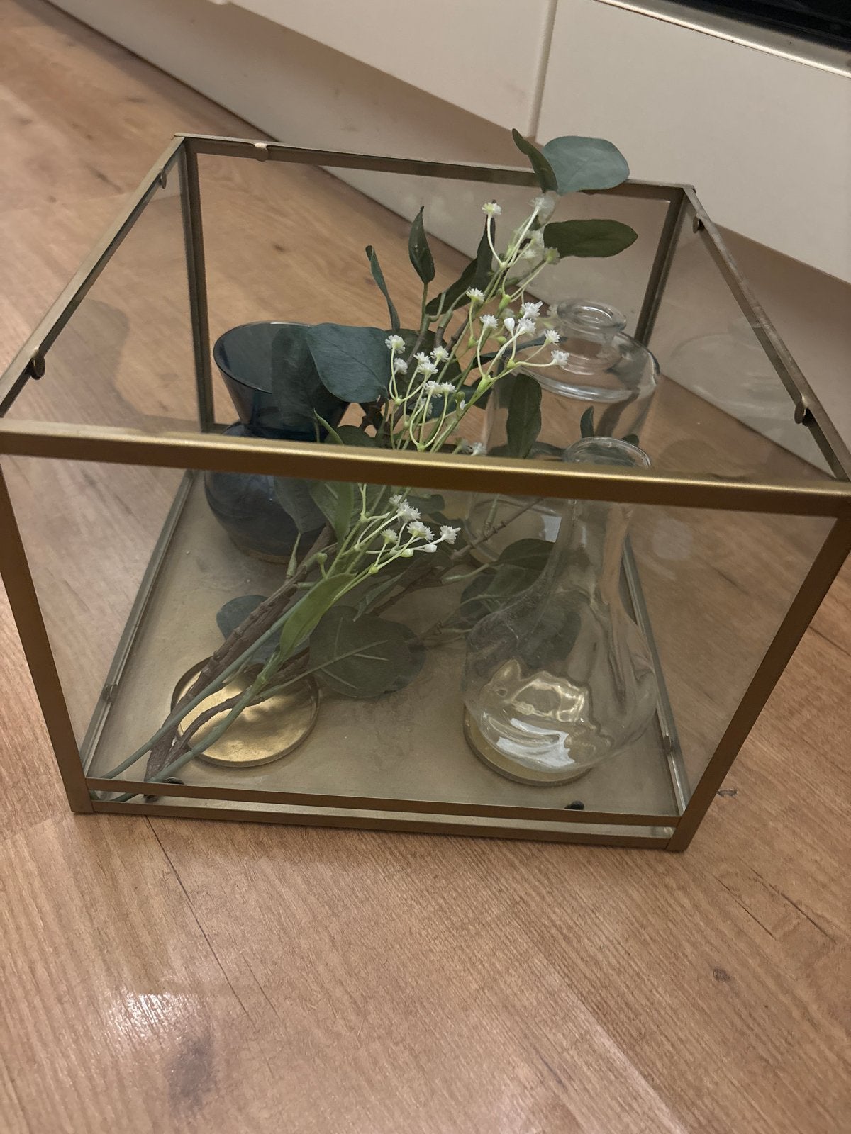 Decoratieve glazen box met gouden rand, Ophalen, Zo goed als nieuw, Glas, Goud