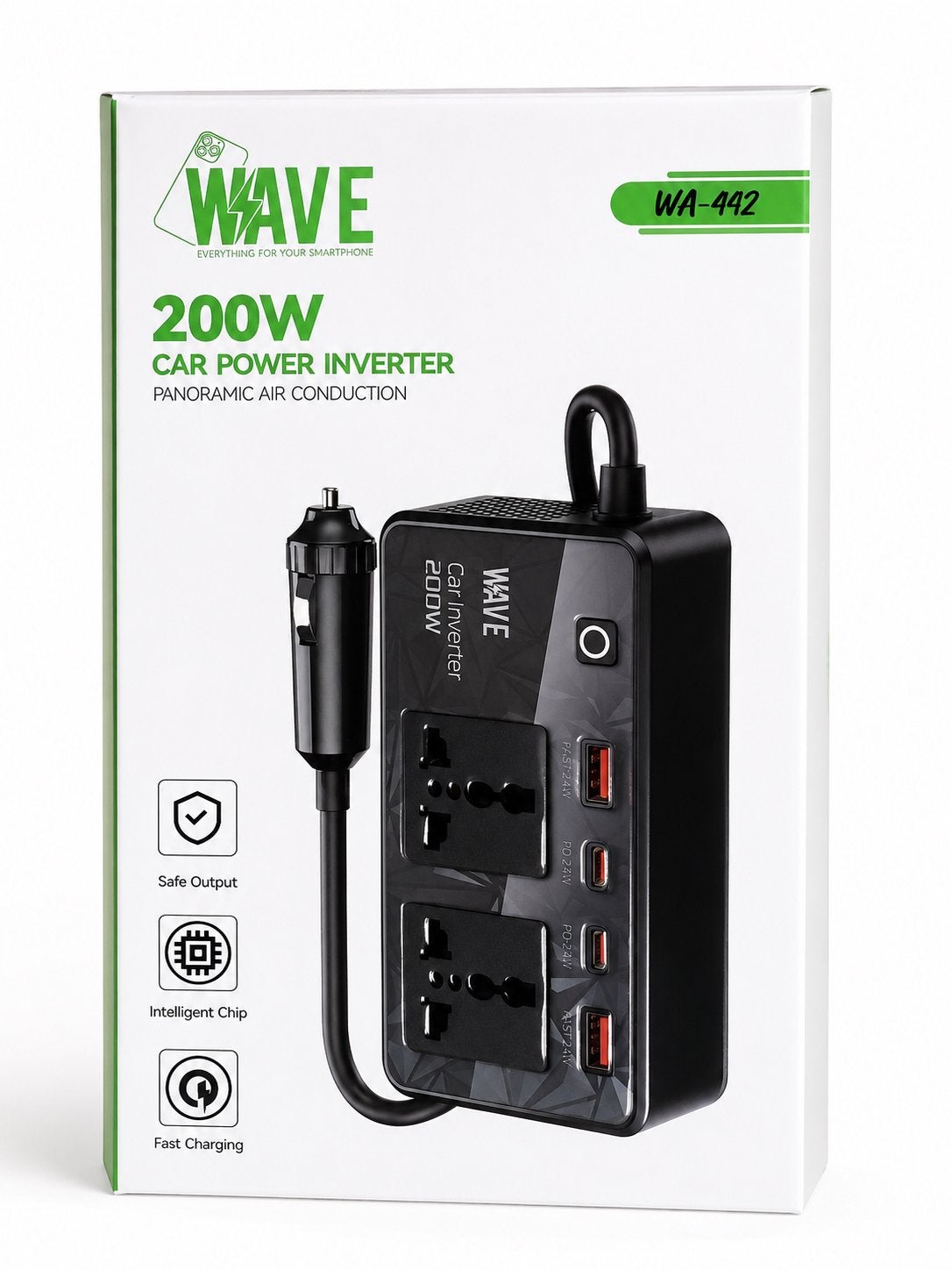 200W Auto-omvormer met 2x AC, USB-A, USB-C, Ophalen of Verzenden, Nieuw