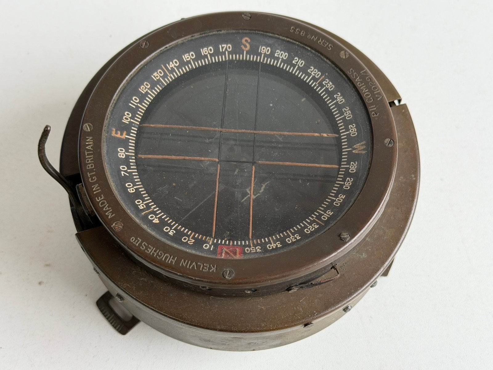 Bronzen Kelvin Hughes PII Compass V1029/1 Ser Nr2 855, Ophalen of Verzenden, Gebruikt, Gps of Kompas