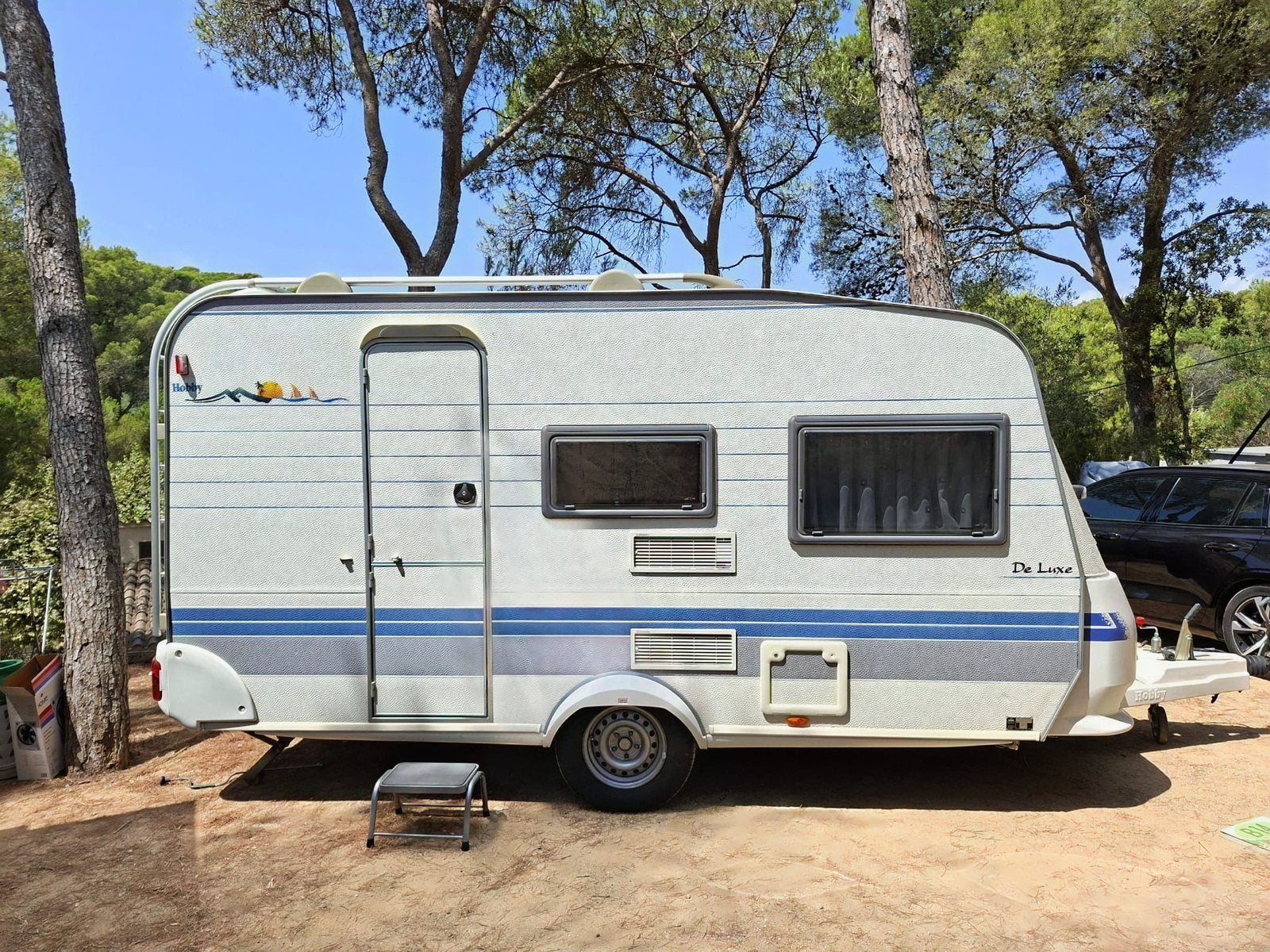Complete Hobby De Luxe Easy 400 KB (2001) Diepe Voortent!, Caravans en Kamperen, Treinzit, 750 - 1000 kg, Particulier, Luifel
