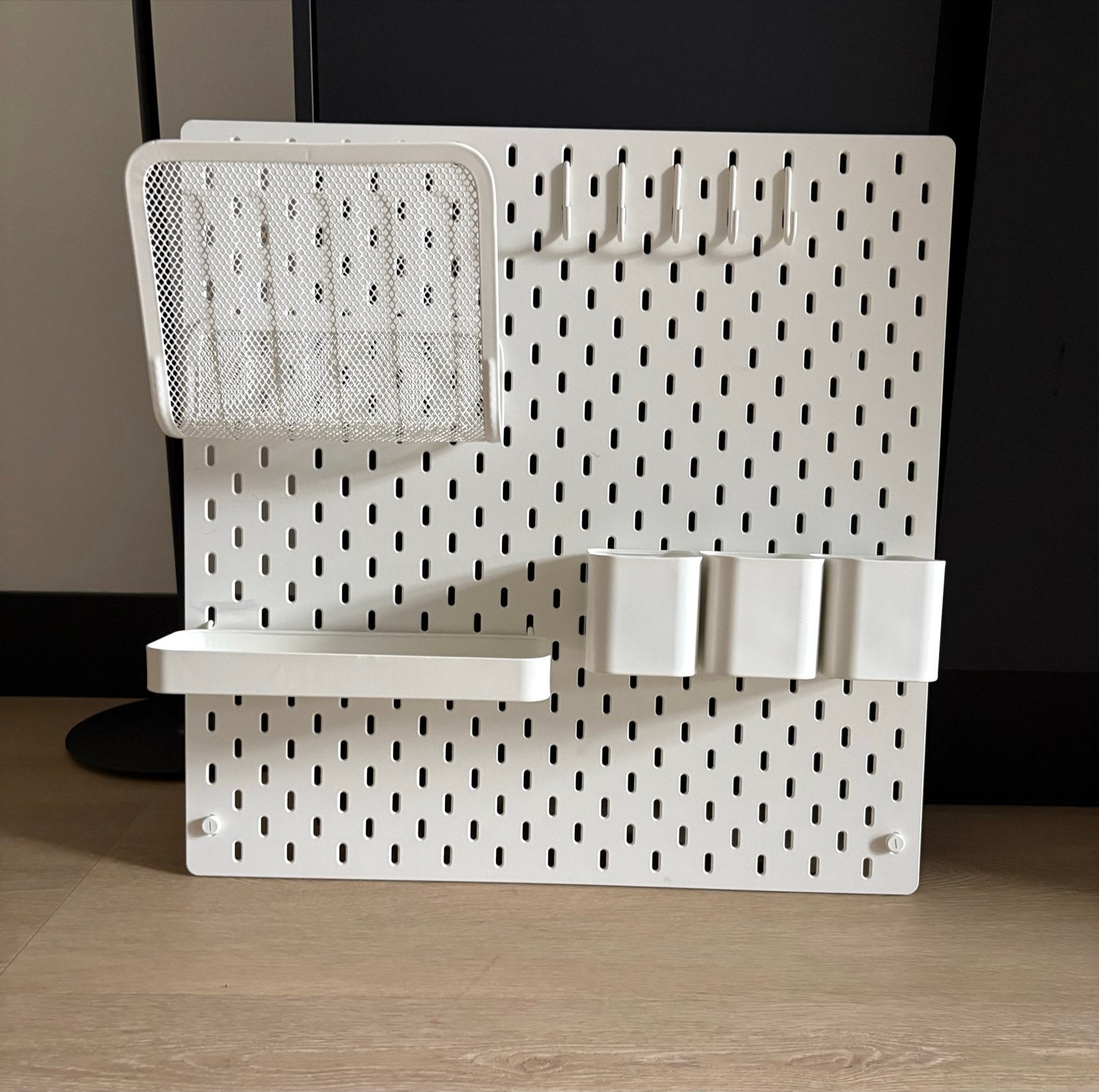 IKEA SKÅDIS Opbergbord met accessoires, Ophalen, Zo goed als nieuw, Wit, Metaal