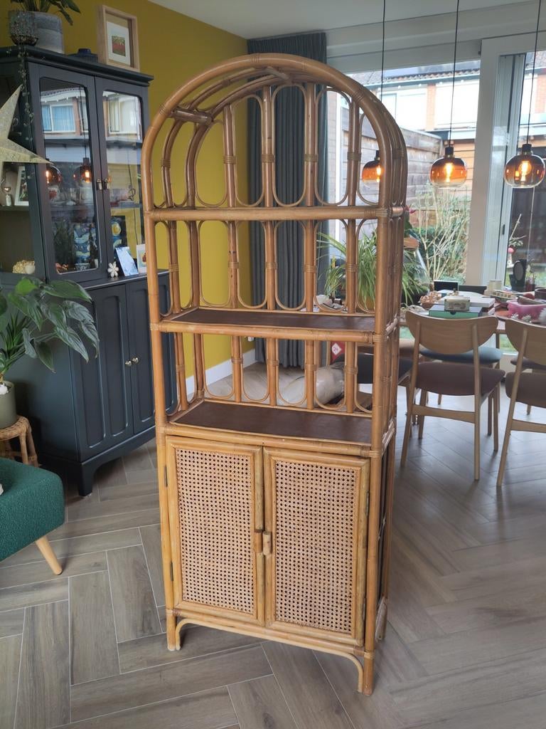 Rotan kast met deurtjes en planken, Huis en Inrichting, Kasten | Overige, Ophalen