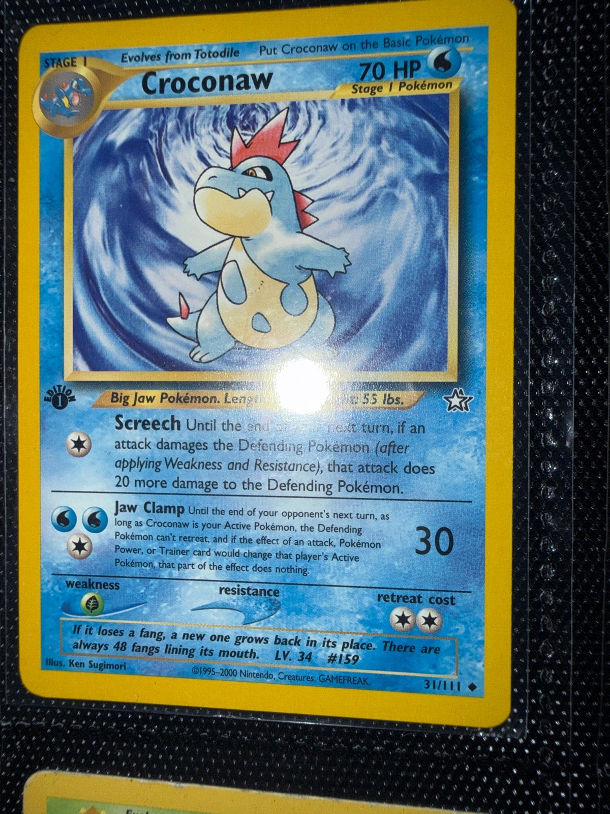 Pokémon Croconaw 31/111 Neo Genesis (1995-2000), Ophalen of Verzenden, Gebruikt, Losse kaart