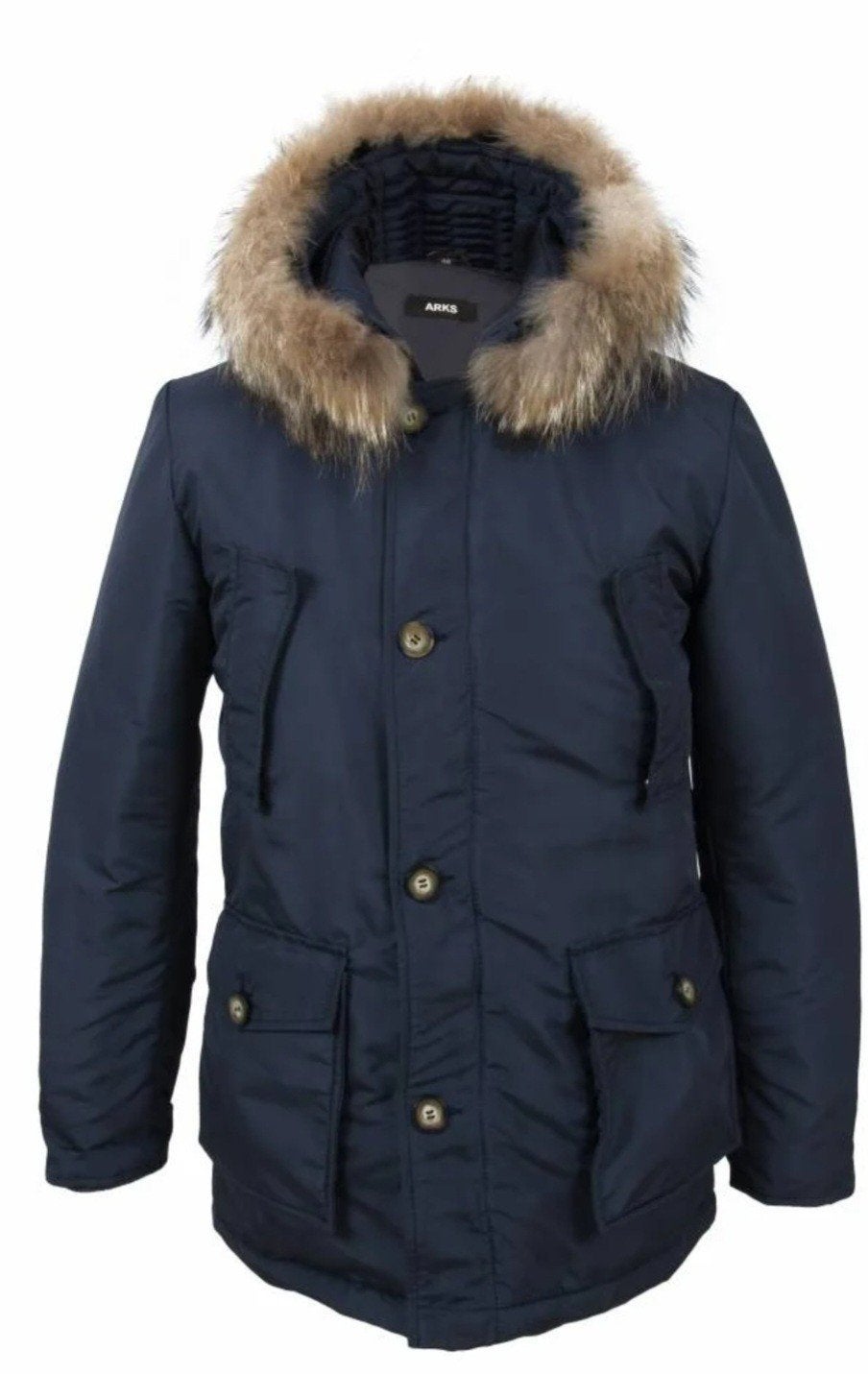 Arks Winterjas met Bontkraag - Maat XL, Ophalen of Verzenden, Gedragen, Maat 46/48 (XL) of groter, Blauw