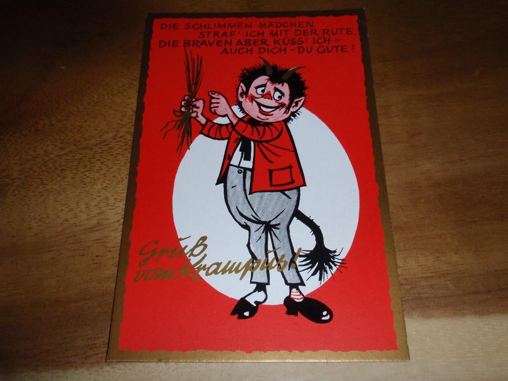 Krampus Duits Hulpje van Sinterklaas Duveltje Duivel Humor, Verzenden, 1940 tot 1960, Ongelopen, Overige thema's