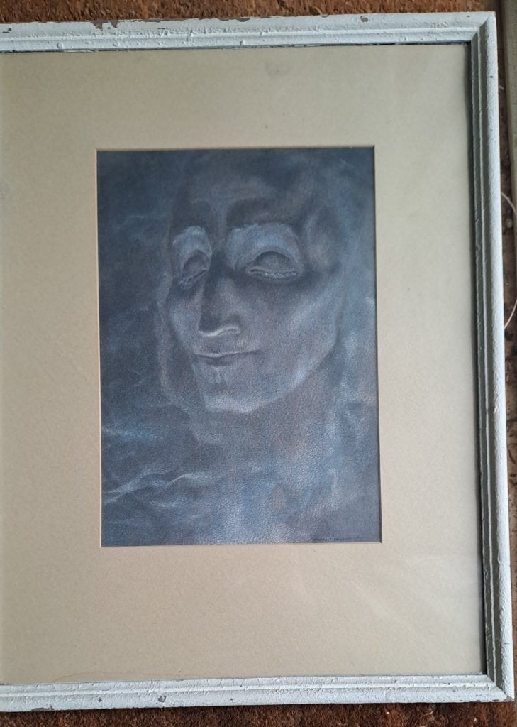 Schilderij Johfra de ziener, Gouache, Portret of Personen, Surrealisme, Ophalen of Verzenden