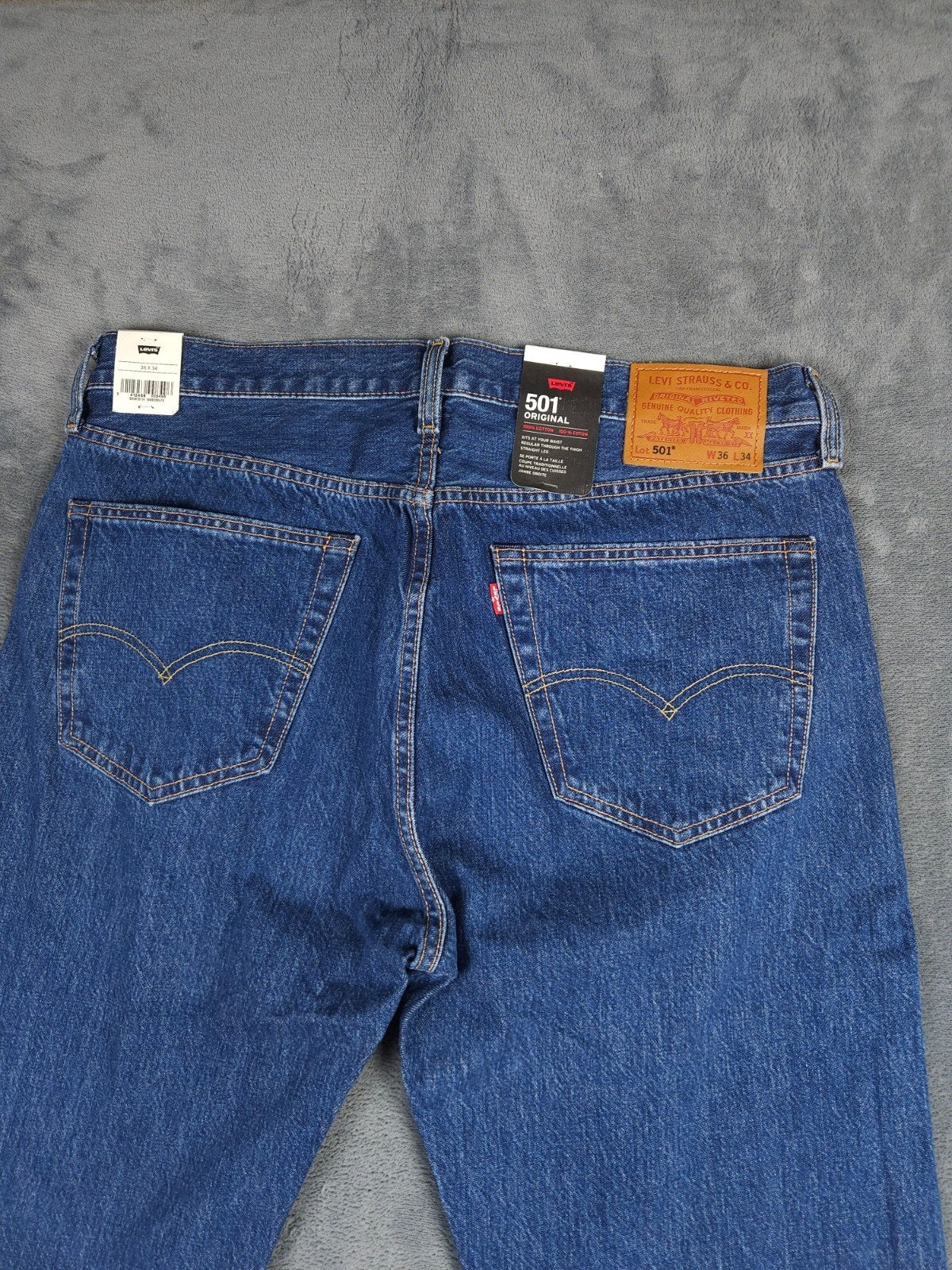 Levis 501 W36 L34 Blauw Straight Leg Katoen Denim Broek, W36 - W38 (confectie 52/54), ., Nieuw, .
