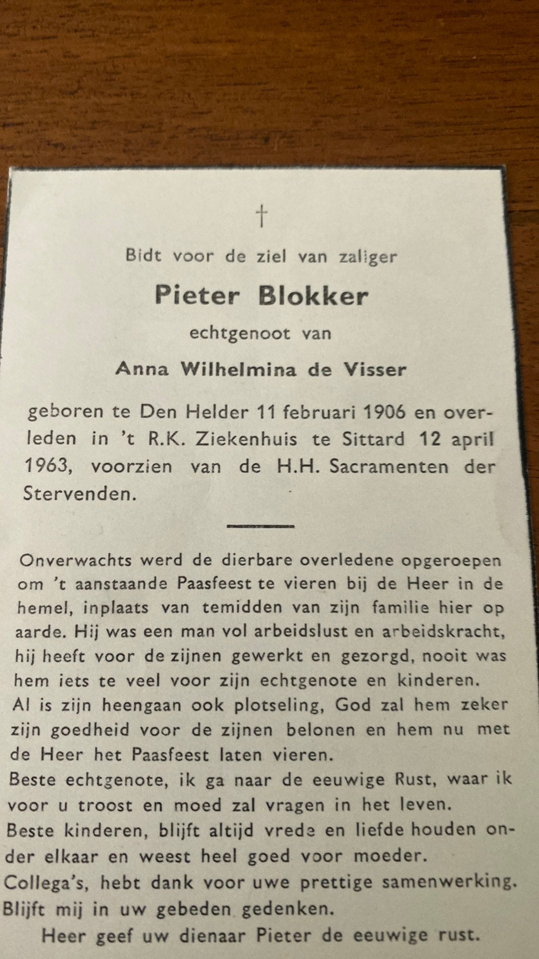 P Blokker x de Visser 1996 Den Helder 1963 Sittard, Verzamelen, Ophalen of Verzenden
