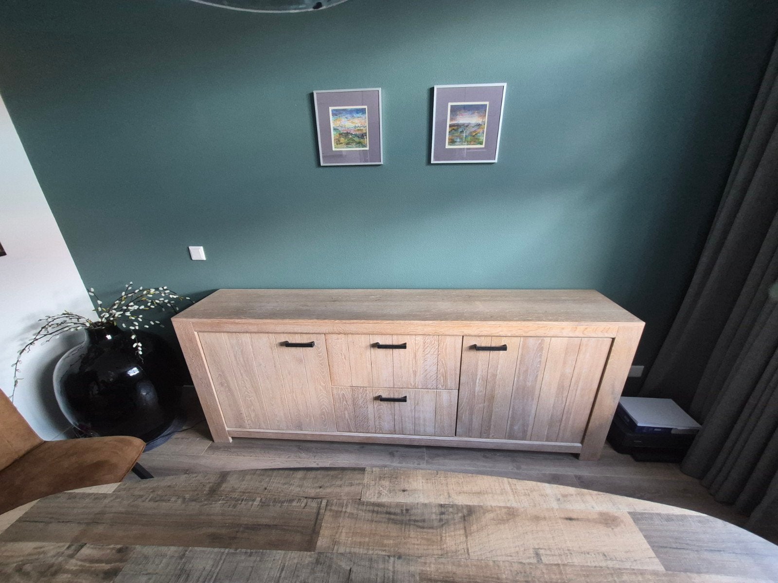 Blank eiken dressoir izgst 2.15b x0.40dx0.82h, Huis en Inrichting, Ophalen, Zo goed als nieuw, 25 tot 50 cm