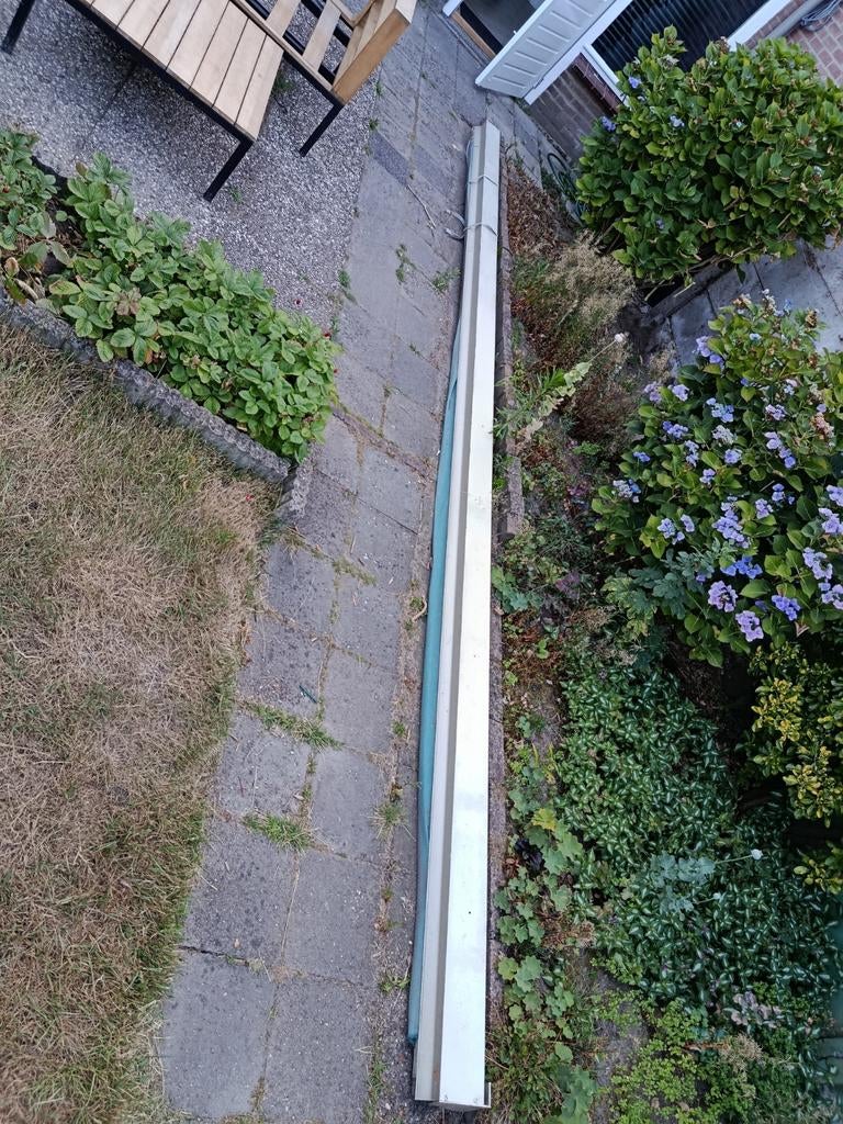 Zonnescherm / Knikarmscherm 5,14m breed - Groen doek, Ophalen, Gebruikt, 450 cm of meer, Knikarmscherm