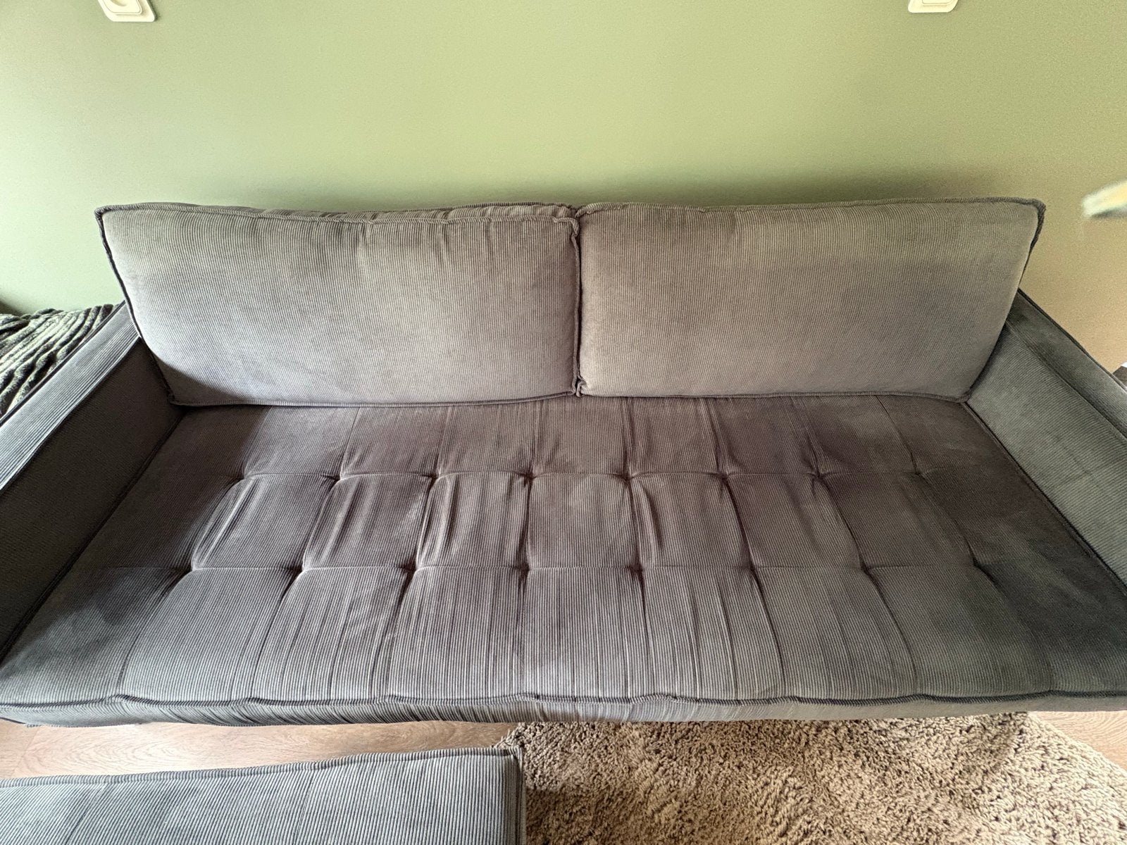 Riviera Maison ribstof bank met hocker, Ophalen, Gebruikt, Driepersoons, 75 tot 100 cm