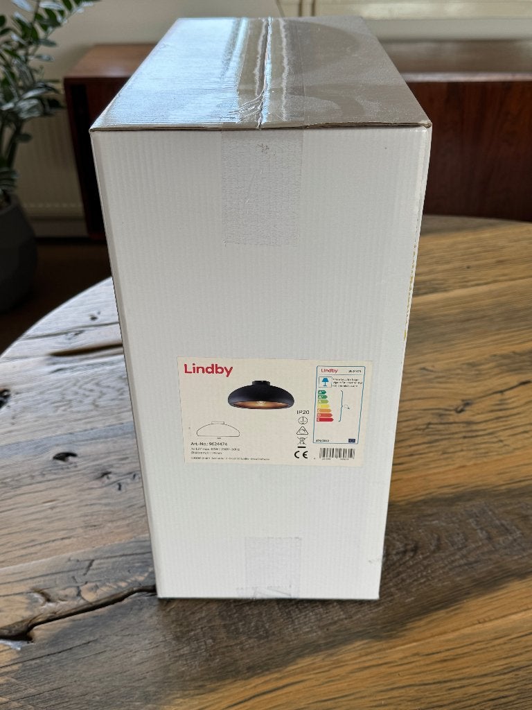 Lindby plafondlamp Gerwina, zwart/goud, metaal, 40 cm, E27, Lindby, Zwart, Nieuw, Plafondlamp
