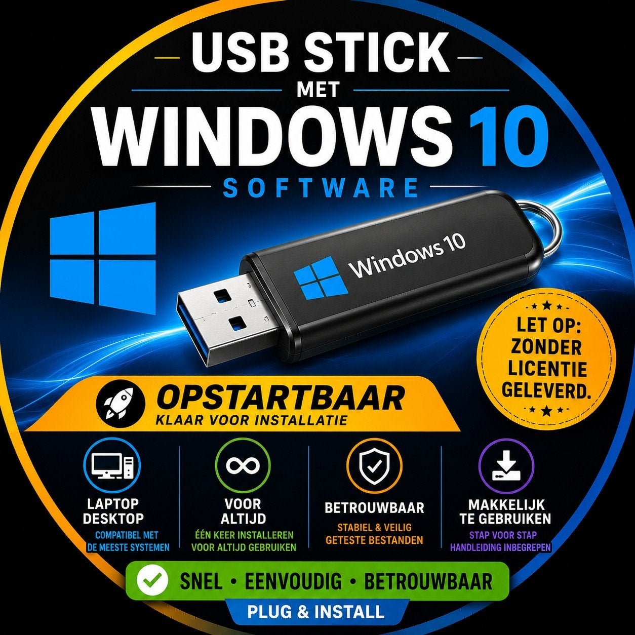 USB Stick met Windows 10 Software (Zonder Licentie), Computers en Software, Besturingssoftware, Ophalen of Verzenden