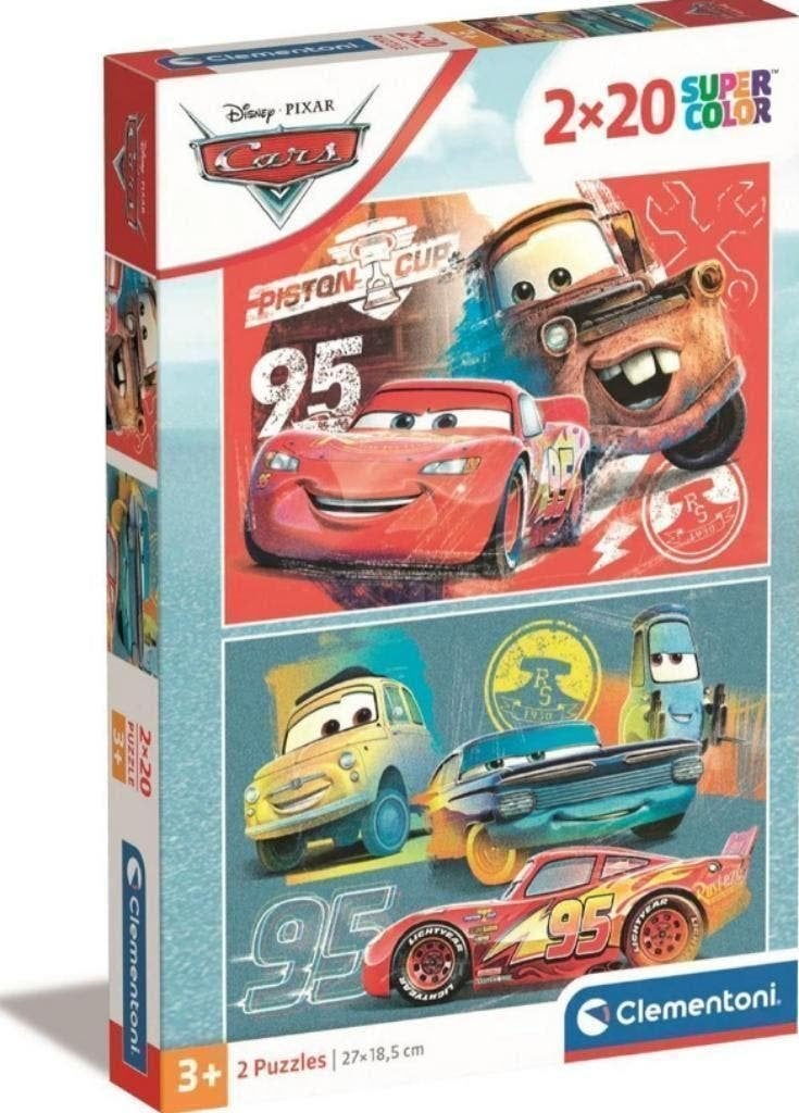 Disney Cars 2 in 1 Puzzel - 2 x 20 st - Clementoni Legpuzzel, 2 tot 4 jaar, 10 tot 50 stukjes, Nieuw, Ophalen of Verzenden