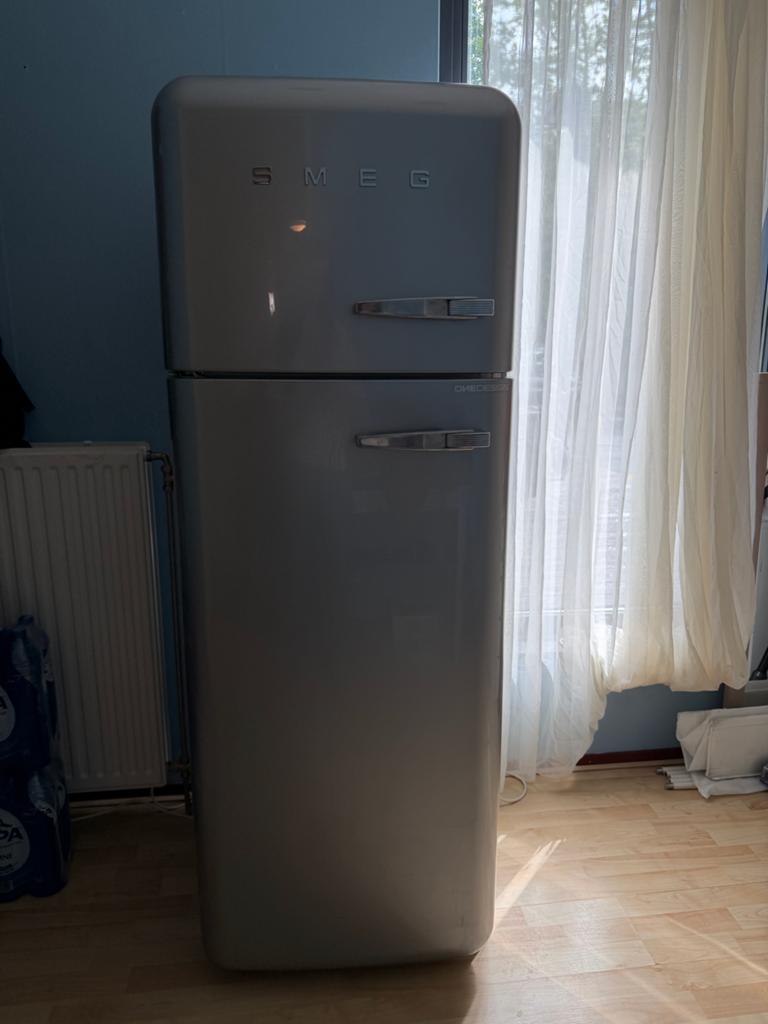 Smeg FAB30X50 Koelkast met vriesvak - Zilver, 150 tot 200 liter, Gebruikt, 60 cm of meer, Met aparte vriezer