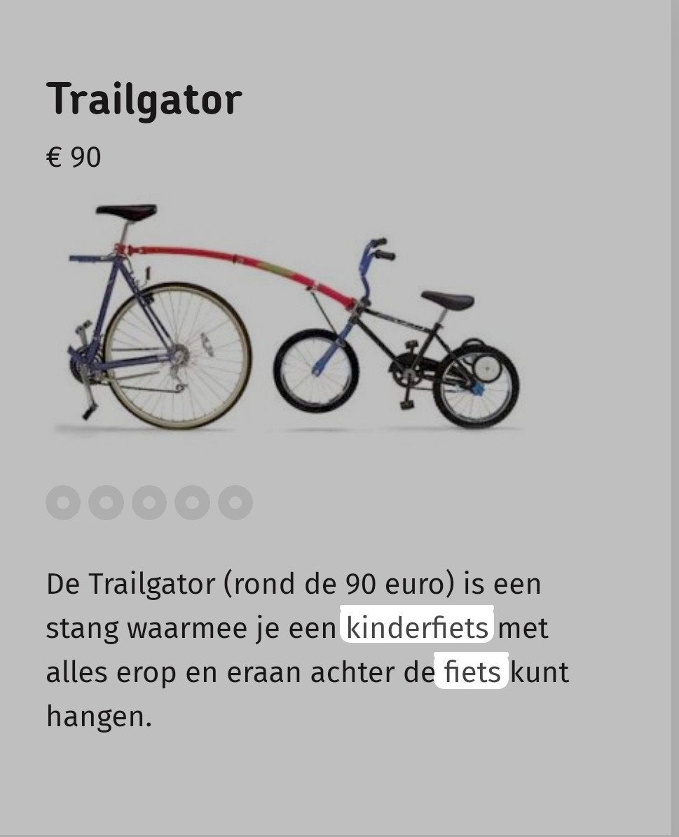 Trailgator Aanhangfietsstang, Gebruikt, Minder dan 20 kg, Aanhangfiets, Trailgator